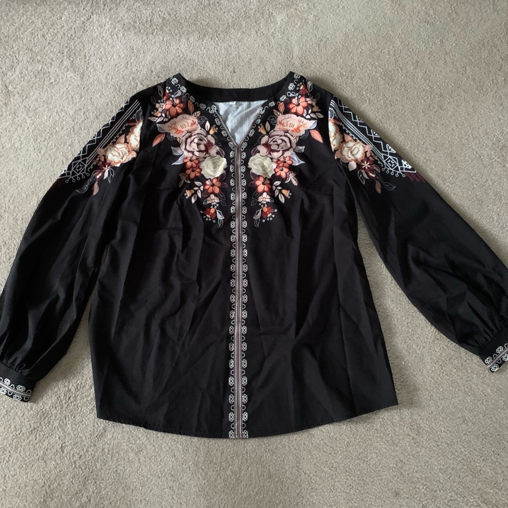 Black Blouse Top with Elegant Design